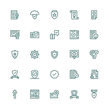 25 Icons for Validated in Medium Stroke Outline Format Icon Set vector