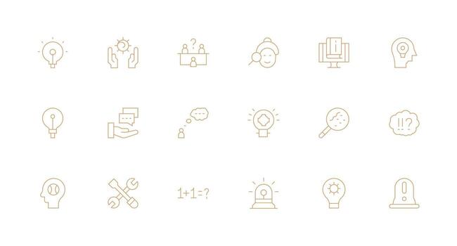 mínimo línea estilo problema resolviendo íconos con 18 vectores inteligente icono colección