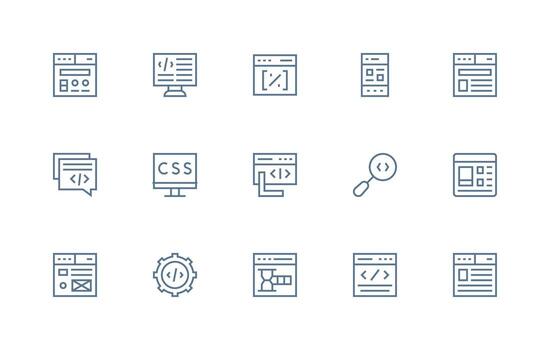 15 Regular Line Designs for Css Icons Multi-Purpose Icon Set vector