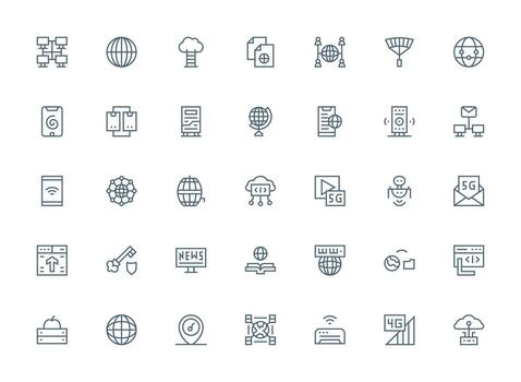 35 Icons for Internet in Regular Clean Line Format General Use Icon Pack vector