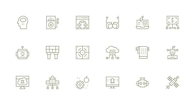 System Design Icons featuring 18 in Minimal Line Style Neatly Designed Icons for Web Platforms vector