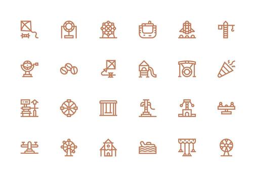 Amusement featuring 24 Icons in Thick Line Line Design Fully Editable Icon Set for Web vector