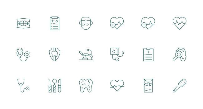 Checkup featuring 18 Icons in Minimal Line Design User Interface Icons for Digital Products vector