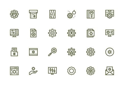 parámetros presentando 24 íconos en grueso línea línea diseño multi-estilo icono colección vector