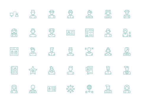 35 Icons for Client in Light Line Format Clean Icon Collection for Web Use vector