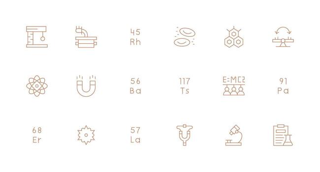 Physics Design Icons featuring 18 in Minimal Line Style High-Quality Icon Pack vector