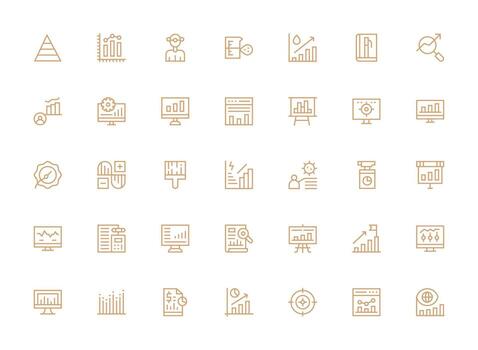 métrica icono colección con 35 regular limpiar línea diseños de confianza íconos para todas interfaces vector