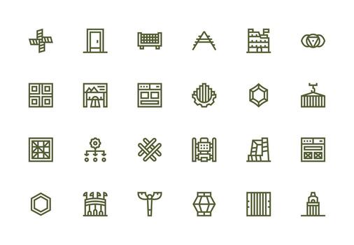 Framework Visual Pack containing 24 Thick Line Line Icons Essential Icons for Rapid UI Building vector