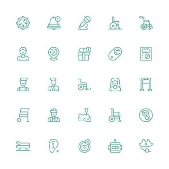 Disabled Set with 25 Medium Stroke Outline Icons Display Icon Pack vector