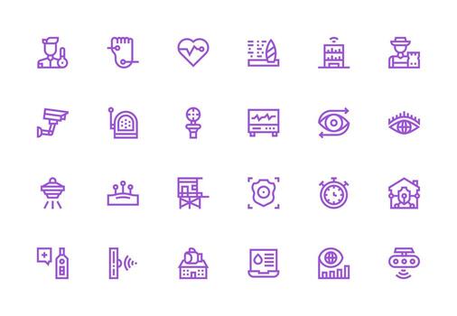 24 íconos para supervisión en grueso línea línea formato monitor icono paquete vector