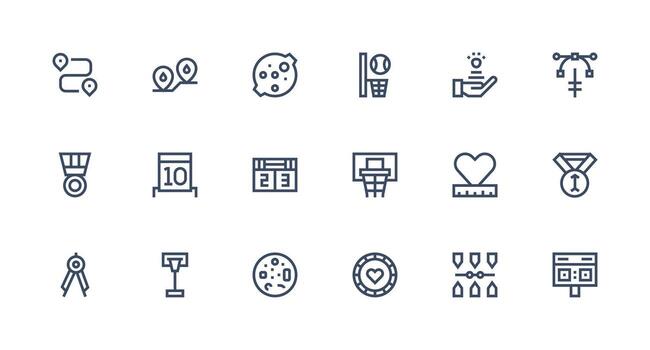 Points featuring 18 Icons in Strong Stroke Line Design Full Icon Library for UI Designers vector