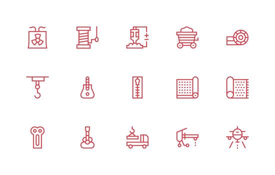 Material Icon Set with 15 Regular Line Graphics Flat Icon Set vector