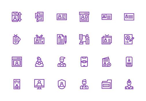 grueso línea línea íconos desde personal datos conjunto con 24 vectores escalable icono paquete