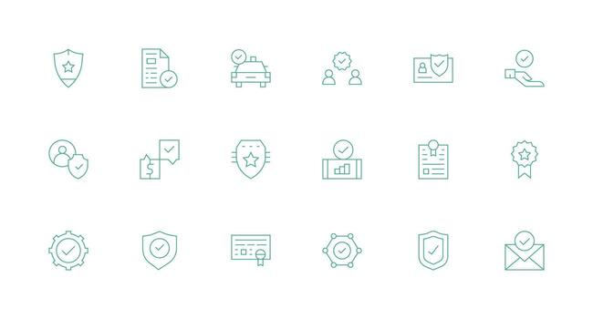 Validated Icon Collection with 18 Minimal Line Designs Icon Collection Set vector