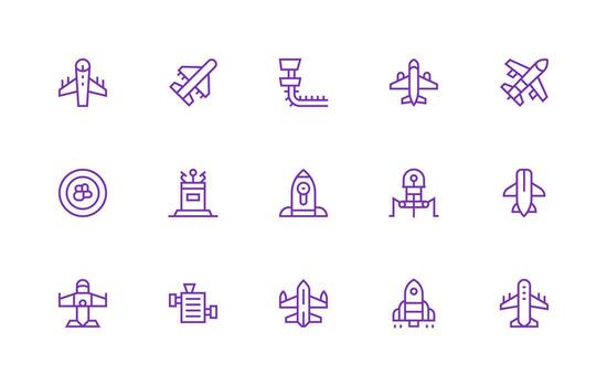 15 Regular Line Icons for Takeoff Graphics Essential Icon Collection vector