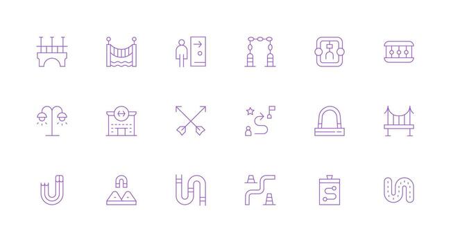 18 mínimo línea estilo íconos desde ruta colección icono conjunto para aplicaciones vector