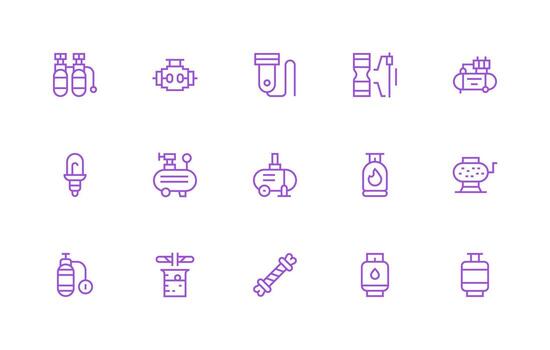 Cylinder including 15 Regular Line Illustrations Flexible Icon System for Web Interfaces vector