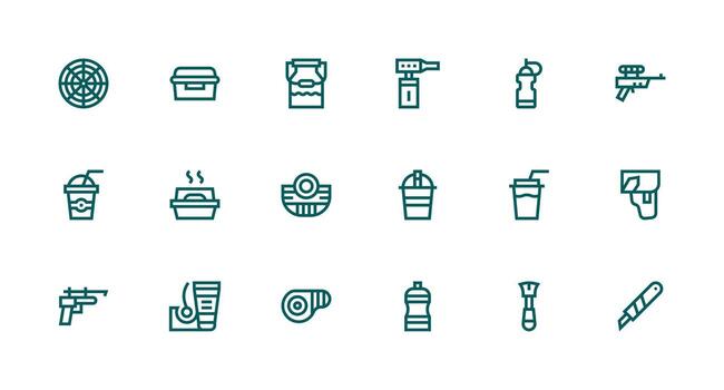18 Strong Stroke Line Style Icons from Plastic Collection Sharp Icons for Presentations vector