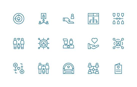 15 íconos para relación en regular línea formato ui icono conjunto vector