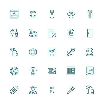 Medium Stroke Outline Icons from Key Set with 25 Vectors Design Ready Icon Set for Teams