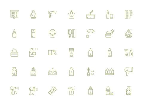 Cosmetics Icon Collection with 35 Light Line Designs Scalable Icons for Cross-Platform Interfaces vector