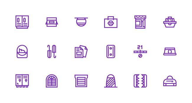 Closed Icon Collection with 18 Strong Stroke Line Designs High-Resolution Icons for Any Platform vector
