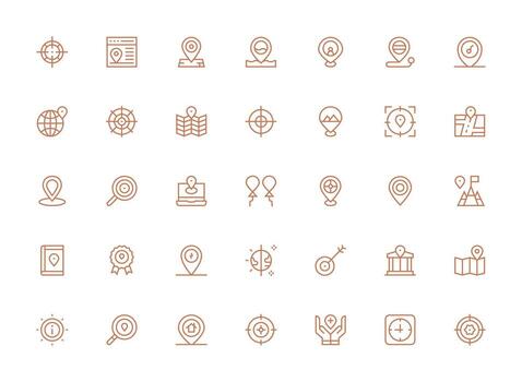 35 íconos para determinar con precisión en regular limpiar línea formato íconos construido para visual consistencia paquete vector