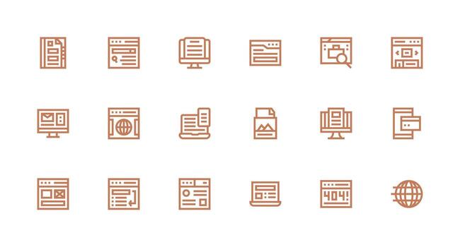 Strong Stroke Line Icons from Webpage Set with 18 Vectors Smart Icon Collection