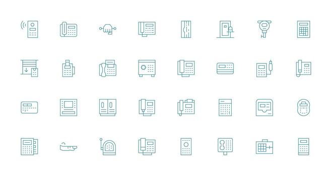 teclado presentando 32 íconos en Delgado línea diseño icono paquete para varios temas vector