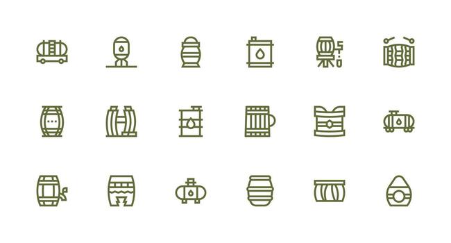 Strong Stroke Line Style Barrel Icons with 18 Vectors Clean Icon Set Icon Pack for UI Projects