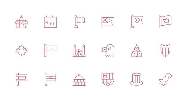 Minimal Line Icons from National Set with 18 Vectors Organized Pack for Project Assets