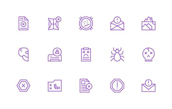 15 Regular Line Style Icons from Error Message Collection Neutral Style Icons for Any Project vector