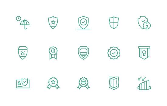 15 Icons for Reliable in Regular Line Format Clean Icon Collection for Web Use vector