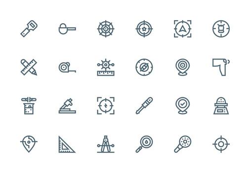 Thick Line Line Icons from Precise Set with 24 Vectors Layout Icon Collection