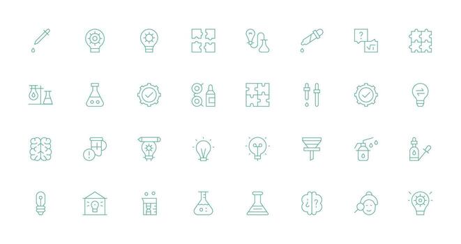 Delgado línea íconos desde solución conjunto con 32 vectores icono paquete