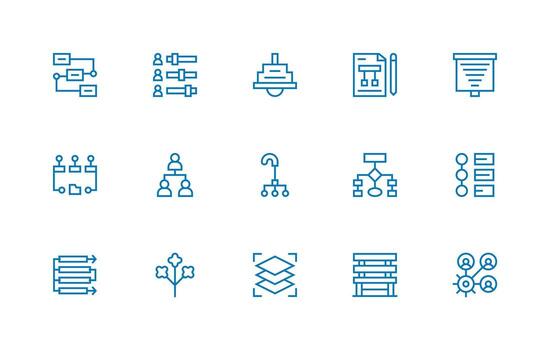 Hierarchy Visual Pack containing 15 Regular Line Icons Design Icon Pack vector