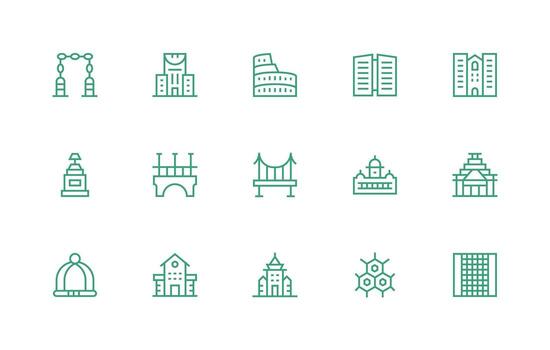 15 Icons for Architecture in Regular Line Format Functional Icon Series vector
