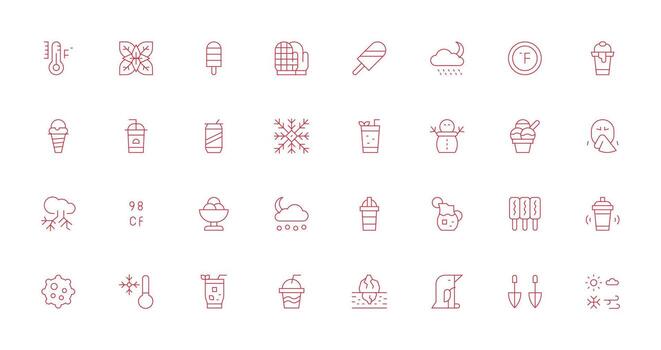 Cold Icon Collection with 32 Thin Line Designs Icons Built for Visual Consistency Pack vector
