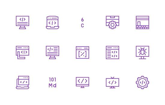 Coding including 15 Regular Line Illustrations Essential Icon Set for Teams vector
