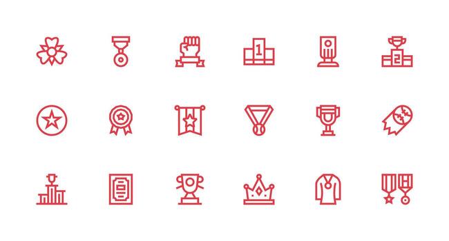 18 Strong Stroke Line Style Icons from Honor Collection UI and UX Focused Icon Collection vector