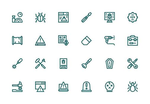Thick Line Line Icons from Fix Set with 24 Vectors Full Icon Library for UI Designers