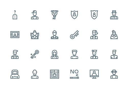 24 Thick Line Line Icons for Login Graphics Quick Access Icons for UI Development vector