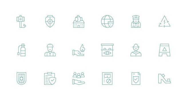 Safety Design Icons featuring 18 in Minimal Line Style Interface Icon Collection vector