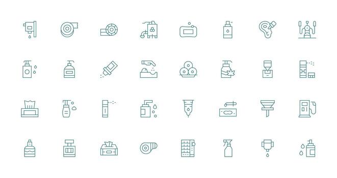 Thin Line Style Dispenser Icons with 32 Vectors Sharp Icons for Presentations
