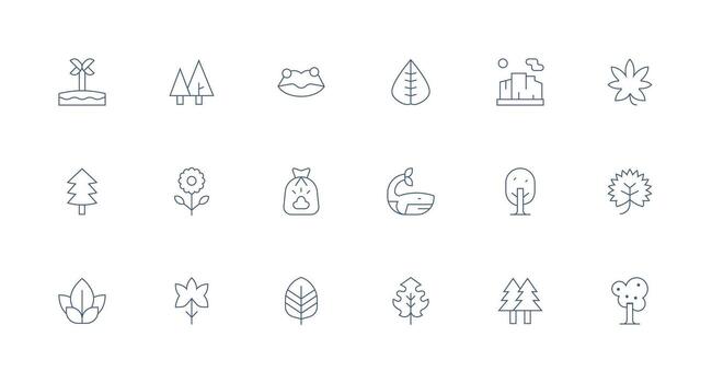 Ecology Design Icons featuring 18 in Minimal Line Style Interface Icon Collection vector