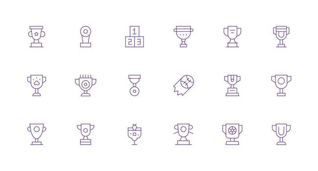 Third Place Design Icons featuring 18 in Minimal Line Style Sharp Icons for Presentations vector