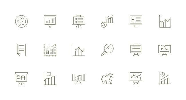 18 mínimo línea diseños para gráfico íconos ui y ux enfocado icono colección vector