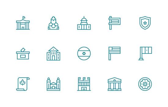Government Icon Collection with 15 Regular Line Designs Customizable Icon Series for Mobile Screens vector