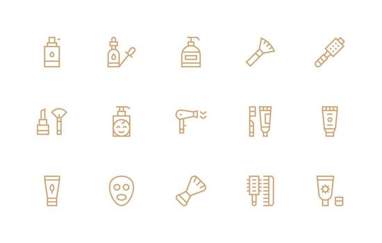 15 Regular Line Vectors for Cosmetic Theme Sharp Icons for Presentations