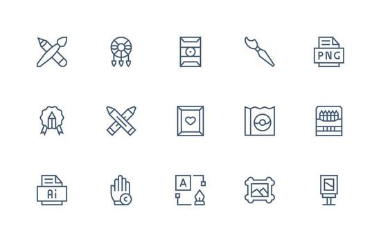 15 Regular Line Designs for Artwork Icons Sharp Icons for Presentations vector